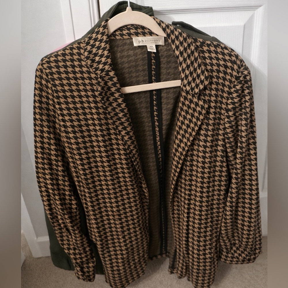 Philosophy Women's Houndstooth Blazer - Black and Tan